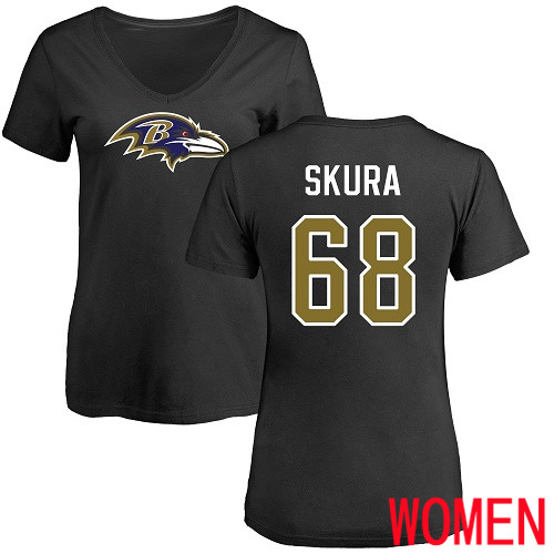 Baltimore Ravens Black Women Matt Skura Name and Number Logo NFL Football #68 T Shirt